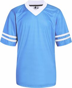 Maillot de football violet à col en V et manches courtes, uniforme respirant en polyester unisexe pour adulte - Product Image 4