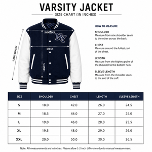 เสื้อแจ็คเก็ตบอมเบอร์สีขาวกรมท่าสำหรับผู้ชาย ปักโลโก้ NY สไตล์พรีปปี้ ผ้าแคนวาส โพลีเอสเตอร์/คอตตอน คอวี ทรงปกติ เหมาะสำหรับใส่ในฤดูหนาว ด้านหน้า - Product Image 6