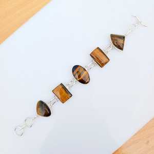 Tigers Eye Bracelet Sterling Silver Plated Handmade Gemstone Jewelry Adjustable Women <b>Men</b> Fashion Gift - Product Image 2