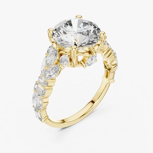 Bague ethnique ronde en diamant, plaquée or 18 carats et rhodium, certifiée IGI, élégante, bijoux de luxe pour femmes, bague de fiançailles - Product Image 3