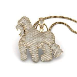 Colgante de moissanita plateada con forma de gorila, estilo hip hop de lujo, unisex, joyería de alta calidad. - Product Image 2