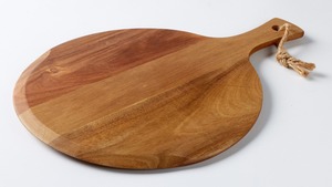 Best Quality Round <b>Shape</b> Sustainable Durable Anti-Slip <b>Pizza</b> Fruit Chopping Block Acacia Mango Wood Handle for Serving <b>Pizza</b> - Product Image 4