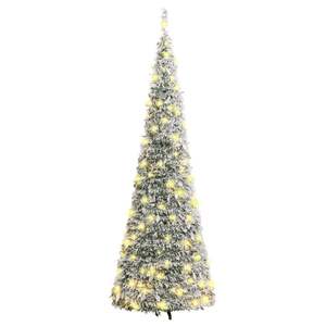 Sapin de Noël artificiel en PVC vert et blanc de 82,7 pouces avec base en métal et lumières de Noël festives - Product Image 5