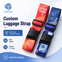 Sangle de bagage élastique personnalisée en gros avec slogan de voyage, en sangle de nylon, avec boucle à pression anti-rupture, pour sécuriser les valises, MOQ 100 pièces