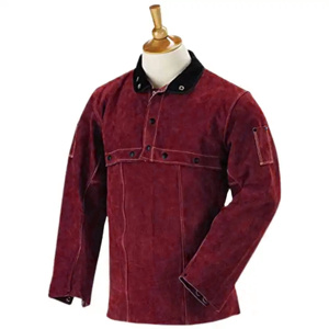 เสื้อแจ็คเก็ตหนังวัวแท้คุณภาพสูงสำหรับงานเชื่อม ทนทานต่อการเสียดสี ความร้อน และประกายไฟ พร้อมแถบสะท้อนแสงเพื่อความปลอดภัย สามารถปรับแต่งโลโก้ได้ - Product Image 5