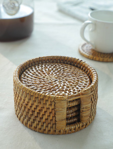 Natural Round 4 inch size Cane <b>Drink</b> <b>Coaster</b> Cane wood tea <b>coaster</b> For Home Office Table decoration At Wholesale Cheap Price - Product Image 5
