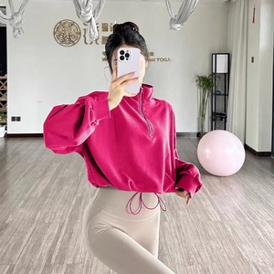 Sweat-shirts personnalisés pour femmes en polaire, décontractés, à col polo, épais, avec fermeture éclair 1/4, coupe courte, oversize, à manches longues - Product Image 5
