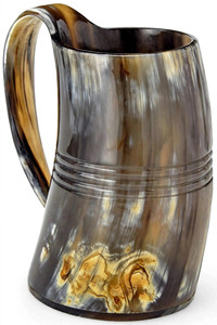 Premium Natural Horn Drinking Mug With <b>Viking</b> <b>Ship</b> Carved Artwork Handmade Rustic Antique Style Home Bar Decor - Product Image 4