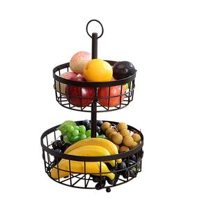 Azora Industries New Design Modern Eco-Friendly Customized Shape Iron Wire <b>Basket</b> Handle <b>Food</b> Storage Multifunction Keeps Fruits - Product Image 1