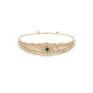Trendy American Diamond Pearl Gold Plated Alloy Hip <b>Belt</b> Body Jewelry Oxidized Polish Finish Regular Length for Party <b>Wedding</b> - Product Image 2
