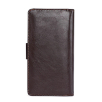 Dompet Panjang Kulit Asli Trendy Custom Unisex Desain Minimalis Lipat Warna Coklat untuk Penggunaan Sehari-hari