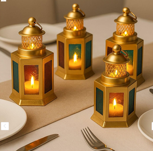 Lanterne à bougie en verre gaufré, lampe suspendue faite à la main, décoration pour la maison, mariage, Ramadan - Product Image 3