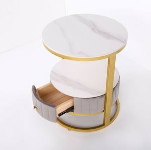Oferta de Navidad: Mesas Auxiliares de Diseño Elegante con Cubierta de Mármol y Base Metálica Dorada para Sala de Estar, Hotel u Oficina - Product Image 2
