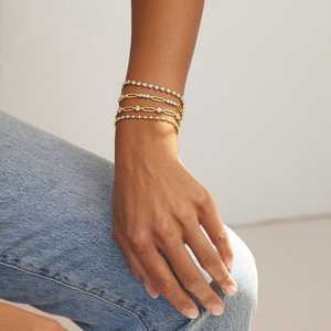 Floating Diamond Station Paperclip Link 6.5 Inch Dainty Minimalist Layering Chain <b>Bracelet</b> Manufacturer 14k 18k <b>Solid</b> Real Gold - Product Image 6