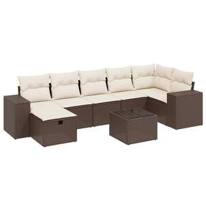 Conjunto de sofás de jardín grandes y modulares de ratán sintético marrón - Product Image 2