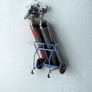 Chariot de transport robuste à double bouteille de gaz pour la manutention et le transport de bouteilles industrielles d'oxygène et de GPL - Product Image 2