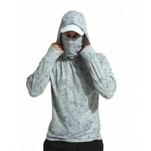 เสื้อฮู้ดดี้ตกปลาแบบแห้งเร็ว พิมพ์ลายตามสั่ง OEM พร้อมหน้ากากกันแดด UPF 50 ป้องกันแสงแดด ผลิตจากผ้าสแปนเด็กซ์/โพลีเอสเตอร์ตามสั่ง - Product Image 1