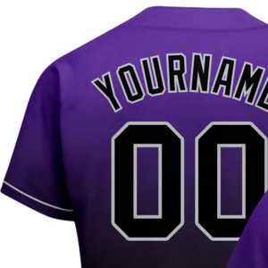 Men Purple Black Gray Fashion Baseball Jersey Button Front Team Shirt Performance <b>Athletic</b> Game Day Practice Sports Uniform Wear - Product Image 5