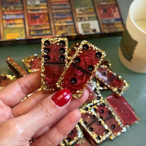 Handmade Red Resin <b>Domino</b> <b>Set</b>, Customizable Party Game Luxury Game <b>Set</b> - Product Image 2