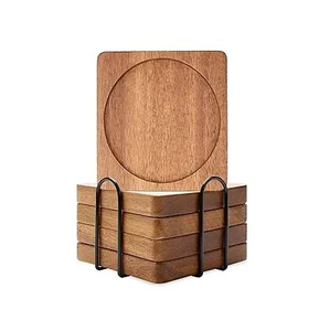 Minimalist Solid Wood <b>Coaster</b> Set <b>Heat</b> Resistant Smooth Finish Durable Drink <b>Coasters</b> for Dining Coffee Table Home Decor - Product Image 4