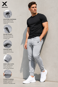 X Sports City Joggers fuselés athlétiques en molleton noir pour homme, avec logo personnalisé, design minimaliste, respirants, pour l'automne, coupe régulière, taille haute - Product Image 3