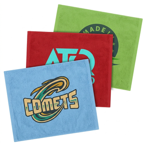 Serviette de sport Rallye en coton 400 GSM 15x15 pouces, carrée unie, couleurs d'équipe, mascotte, football, baseball, basketball, bleu roi, rouge - Product Image 3