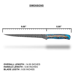 Custom Handmade Damascus Steel Fillet <b>Knife</b> with Wood <b>Handle</b> and Leather Sheath Eco-Friendly Fishing & <b>Boning</b> Tool - Product Image 6
