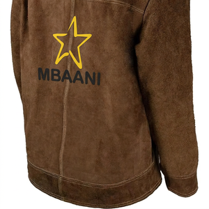 Chaqueta de Trabajo MBAANI de Cuero Gamuza Marrón, Manga Larga, Cierre de Botones, Resistente al Fuego y al Calor, para Taller - Product Image 3
