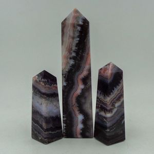 Chakralume Obélisque en Cristal d'Améthyste Naturelle et Agate Dentelle Rayée, Poli à la Main, Fait Main, Pierre de Guérison de Luxe pour la Méditation - Product Image 3