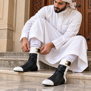 Calcetines Khuff de Cuero para Hombre, Calzado Islámico Tradicional de Media Pantorrilla con Puño Ajustable para Venta al por Mayor y Fabricación Personalizada - Product Image 2