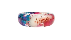 Brazalete de Resina Grande, Geométrico e Irregular, Pintado a Mano, Estilo Ángel, Acrílico, Grueso, Apilable, Arte Indio Exótico - Product Image 6