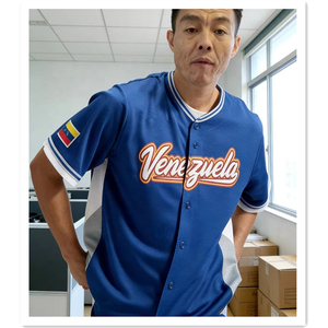 Maillot de baseball personnalisé à boutons, vêtements de sport, impression par sublimation, maillot d'équipe, design personnalisé avec nom de pays et drapeau - Product Image 6