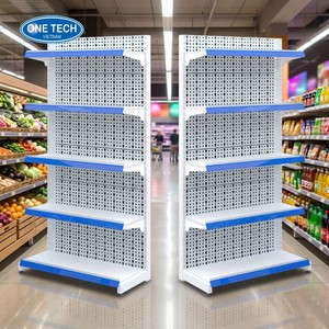 OneTech Heavy-Duty Steel Anti-Rust Single-Sided Gondola Perforated 5-<b>Shelf</b> 60-80kg Capacity Retail Display <b>Racks</b> - Product Image 5