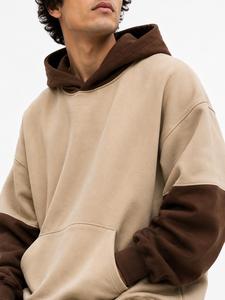 Sudadera con Capucha Premium para Hombre, Color Beige Marrón con Contraste, Estilo Oversize, Manga Bicolor, Forro Polar, Estilo Urbano, con Bolsillo, Personalizable, Casual - Product Image 4