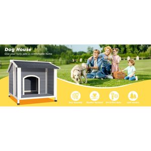 Caseta para Perros Pequeños y Medianos, Resistente a la Intemperie, con Fácil Montaje, Diseño de Piso Elevado, Techo de Asfalto, Refugio de Madera para Mascotas - Product Image 5