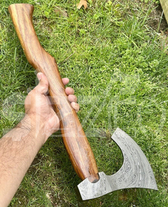 Custom Full Tang Damascus Steel Hunting Camping Bearded <b>Axe</b> Micarta Handle Tomahawk Real Hatchet with Leather Sheath, Ideal Gift - Product Image 3