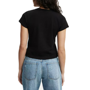 T-shirt ample à col rond pour femme, couleur unie, manches courtes, coupe ample, 100% coton jersey, imprimé logo, à porter toute l'année - Product Image 3