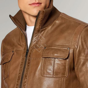 Chaqueta de Invierno de Cuero Vacuno Casual para Hombre, Transpirable, Ecológica, de Alta Calidad, con Logotipo Frontal - Product Image 4
