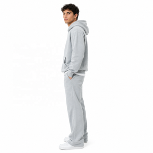 Ensemble survêtement unisexe personnalisé en polaire avec sweat à capuche et pantalon large pour l'hiver, style streetwear, pull molletonné, fournisseur OEM en gros - Product Image 4