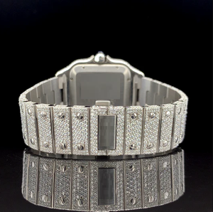 Reloj de Lujo Automático Unisex Cuadrado de Acero Inoxidable de 42 mm con Cristal de Zafiro, Esfera Plateada con Números Romanos y Diamantes, Mecánico - Product Image 3