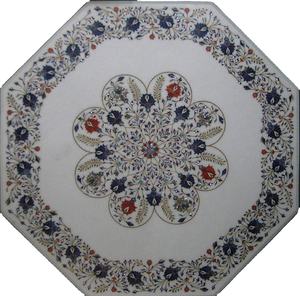 Mesa de Centro Tradicional y Duradera con Incrustaciones de Mármol para Sala de Estar - Product Image 2