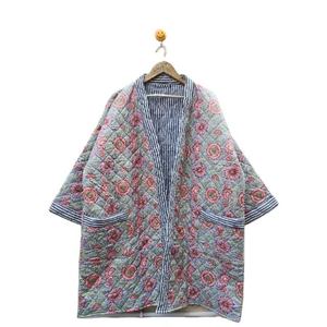 Women <b>Vintage</b> Floral Quilted <b>Kimono</b> Robe V Neck Three Quarter Sleeve Thermal Sleepwear gift for her - Product Image 1