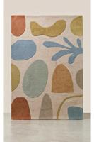 Tapis en laine antistatique hypoallergénique antidérapant fait main pour personnes âgées, usage domestique, design géométrique moderne, poils moyens, en coton