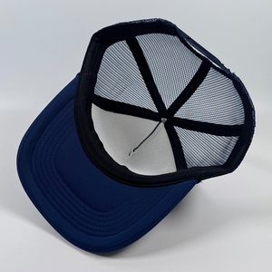ODM Manufactured Custom logo Design Heat Transfer Printing 5 Panel for Unisex Wear Foam Mesh Silk Print <b>Navy</b> Blue Trucker Cap - Product Image 6
