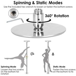 Palo da Pole Dance Girevole 45mm, Attrezzatura per Ginnastica Statica, Altezza Regolabile 88-108.1in, Capacità di Carico 551LBS, Accessorio - Product Image 5