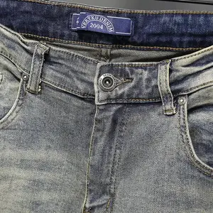 กางเกงยีนส์ลำลองผู้ชายผ้าฝ้ายผสมสแปนเด็กซ์คุณภาพสูง แบรนด์ดีไซเนอร์สุดฮิต ดีไซน์วินเทจ ทรงเข้ารูป ป้องกันการเป็นขุย - Product Image 6