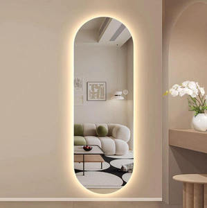 Miroir mural en verre à LED rétroéclairé de forme irrégulière moderne avec interrupteur tactile pour chambre à coucher, salon, décoration de maison de luxe - Product Image 2