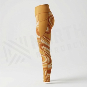 Leggings de sport taille haute pour femme, couleur personnalisable, sans couture, effet froncé aux fesses, en tissu tricoté, pour entraînement, fitness et gym - Product Image 3