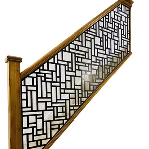 New laser cut pattern metal stairs stainless steel railing staircase design