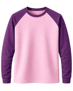 Sweat-shirt personnalisé pour homme, rose et violet, à manches raglan, col rond, décontracté, en coton et polyester, tricoté, léger - Product Image 1